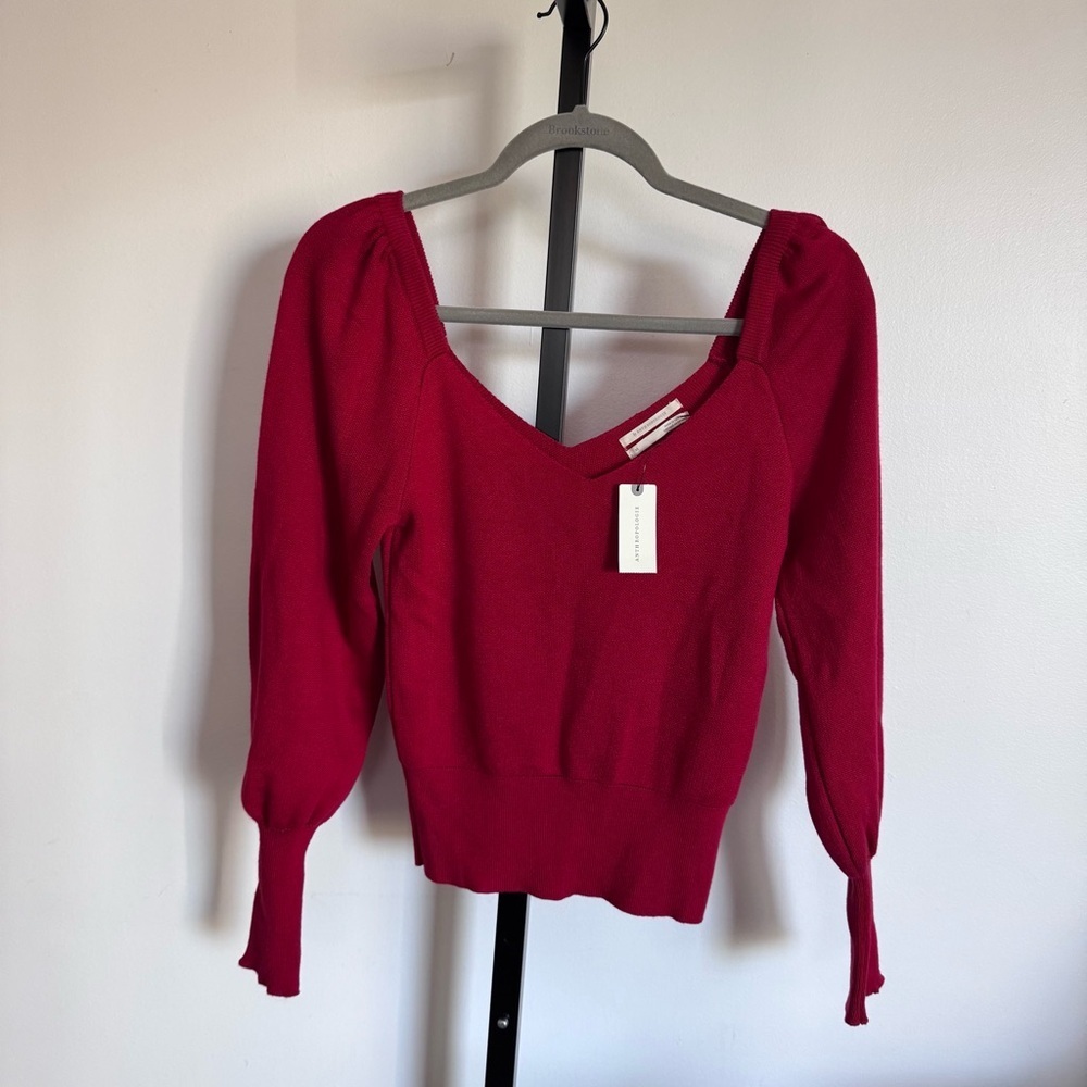 Anthropologie Women's V-Neck Red Sweater size XS